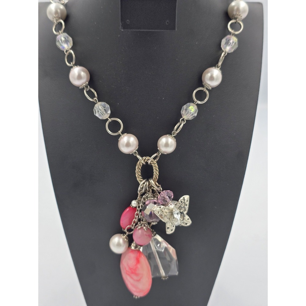 Yousi You and I Necklace‎ Large Pink Beaded Crystal 17"
